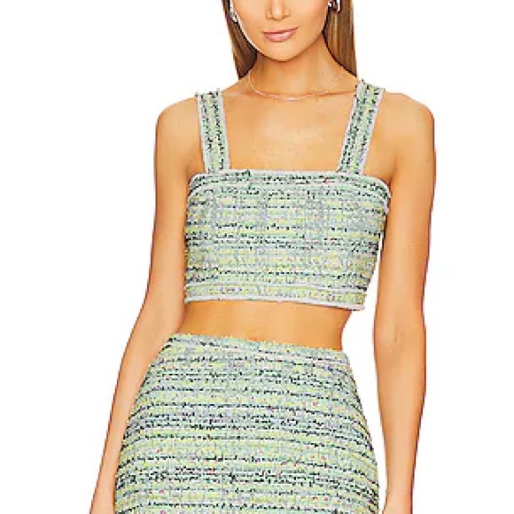 Le Superbe Tweed crop Top Zipper Back, Le Superbe Beach Tweed Crop Top - Picture 2 of 9